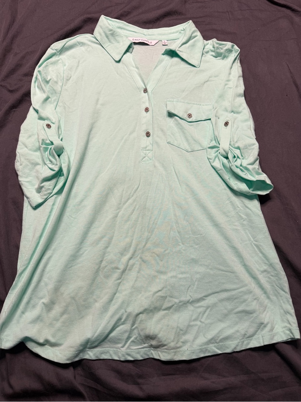 Emily Daniels Mint Roll-Tab Button-Down Shirt